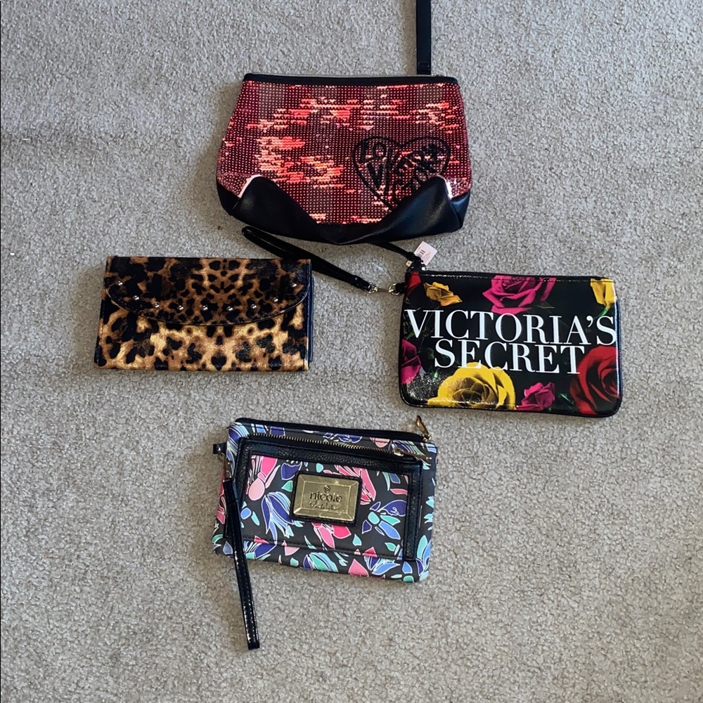Victoria's Secret Red Sequin and Floral Clutch Set